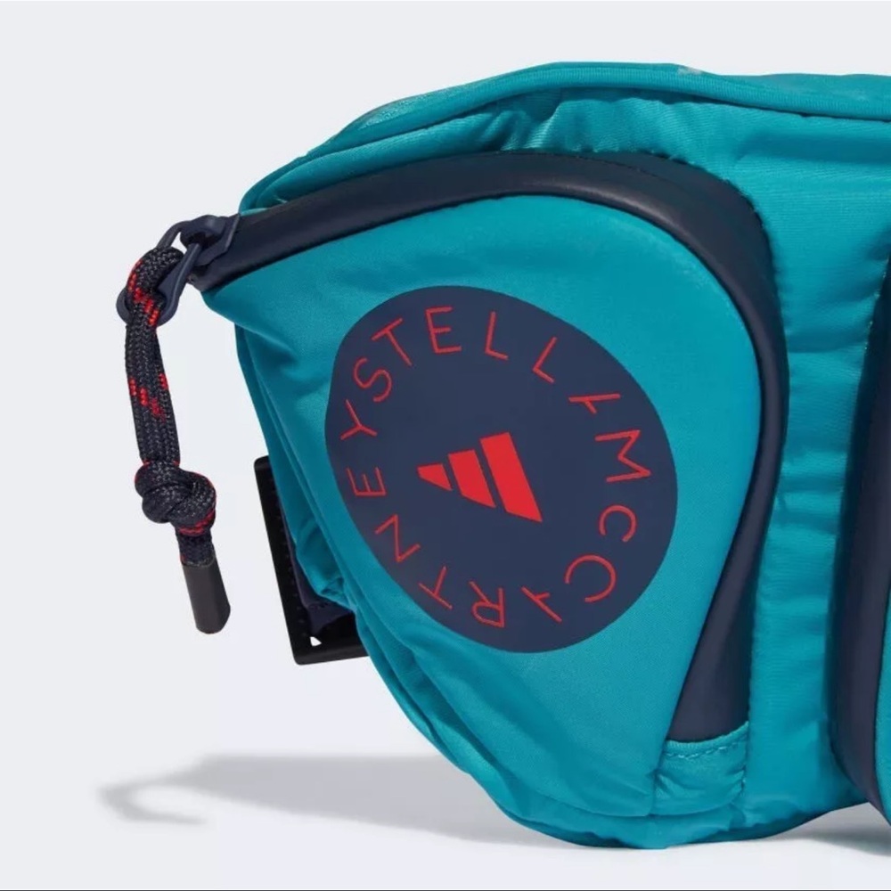 WORN ONCE adidas x Stella McCartney Bum Bag Turquoise & Navy Trim, Multi Pockets - Picture 5 of 9